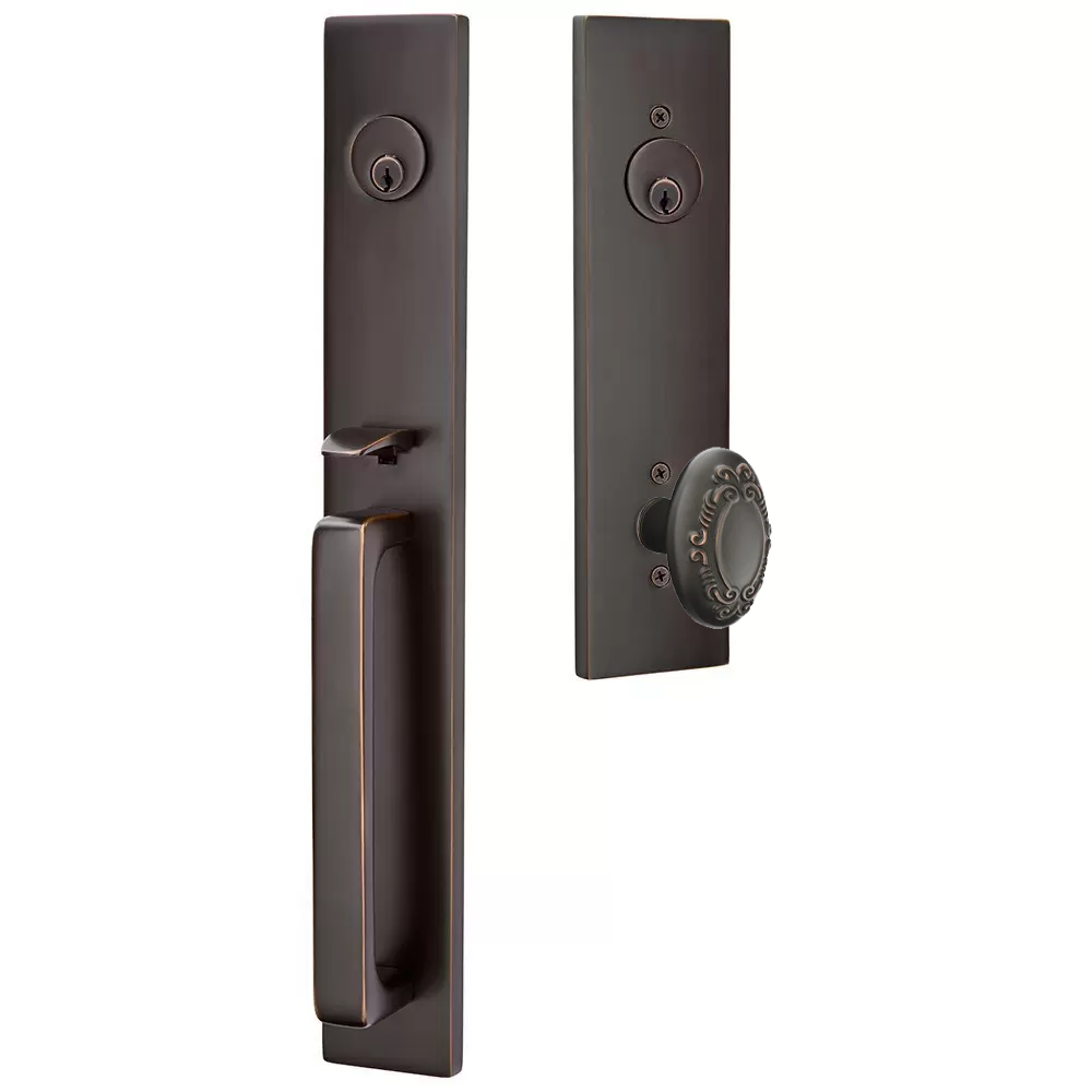 Emtek Lausanne Tubular Entryset Full Length with Victoria Knob