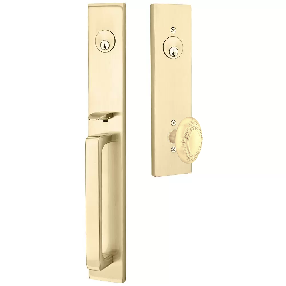 Emtek Lausanne Tubular Entryset Full Length with Victoria Knob