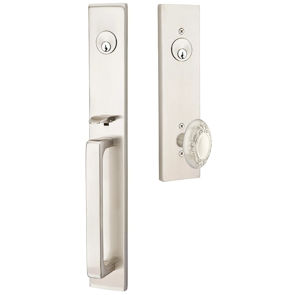 Emtek Lausanne Tubular Entryset Full Length with Victoria Knob