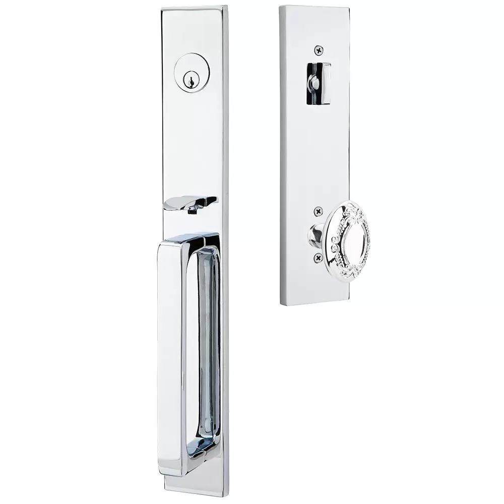 Emtek Lausanne Tubular Entryset Full Length with Victoria Knob