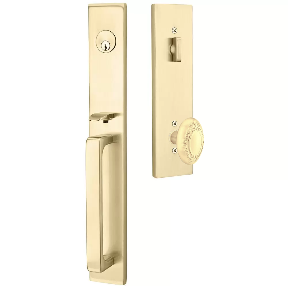 Emtek Lausanne Tubular Entryset Full Length with Victoria Knob