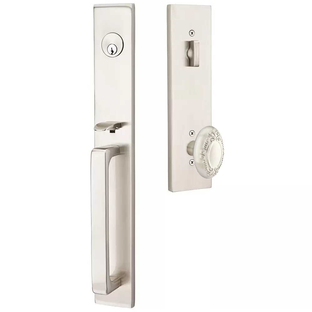 Emtek Lausanne Tubular Entryset Full Length with Victoria Knob