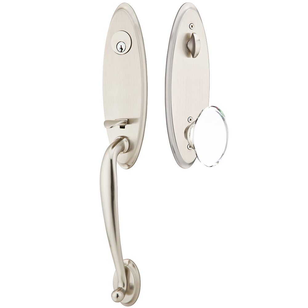 Emtek Marietta Tubular Entryset Monolithic with Hampton Glass Knob