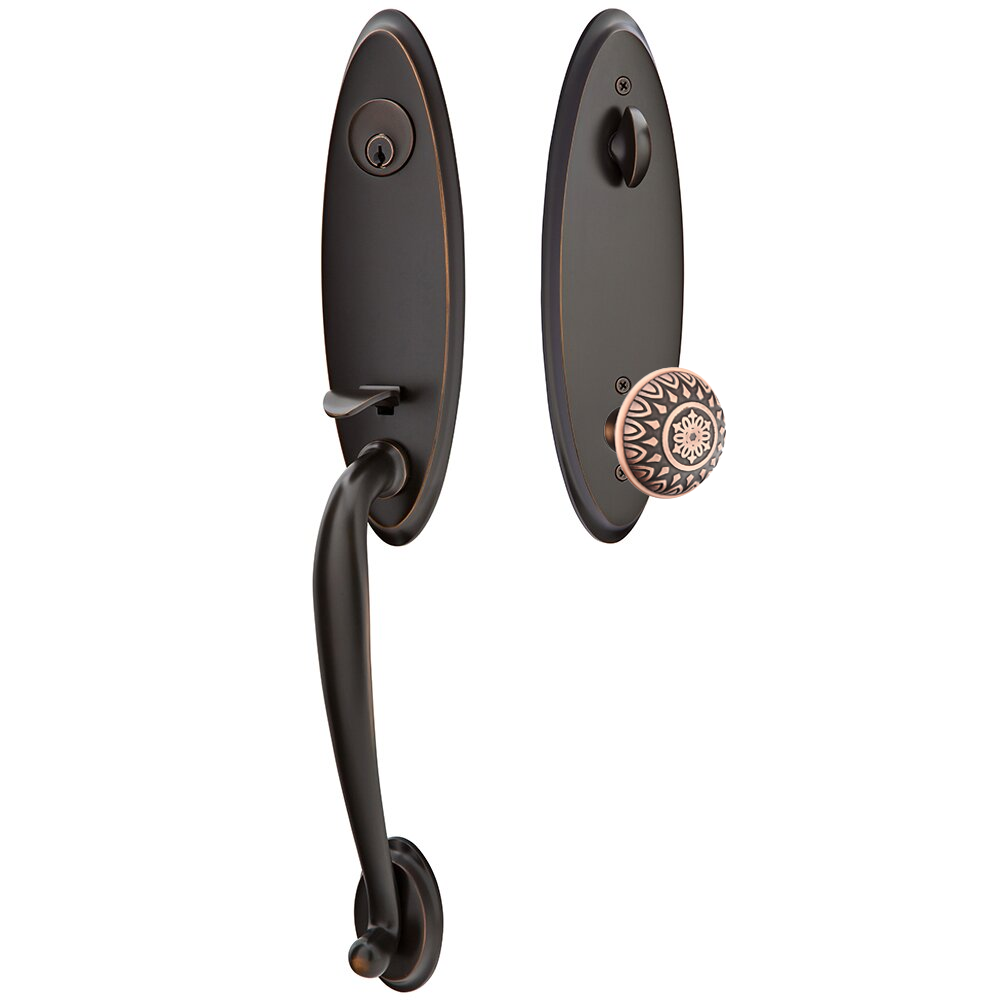 Emtek Marietta Tubular Entryset Monolithic with Lancaster Knob