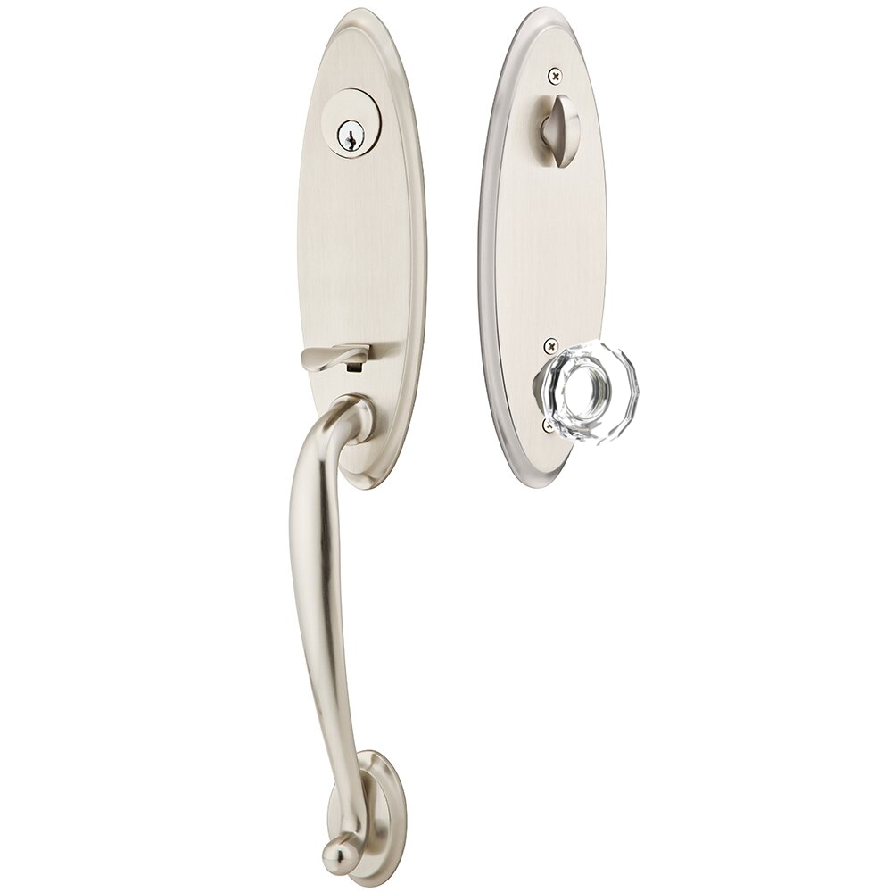 Emtek Marietta Tubular Entryset Monolithic with Lowell Glass Knob