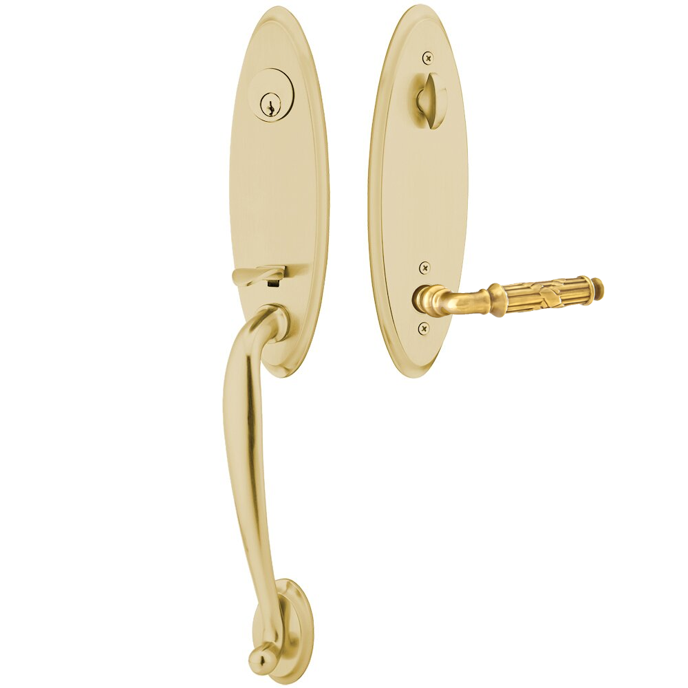 Emtek Marietta Tubular Entryset Monolithic with Ribbon & Reed Lever