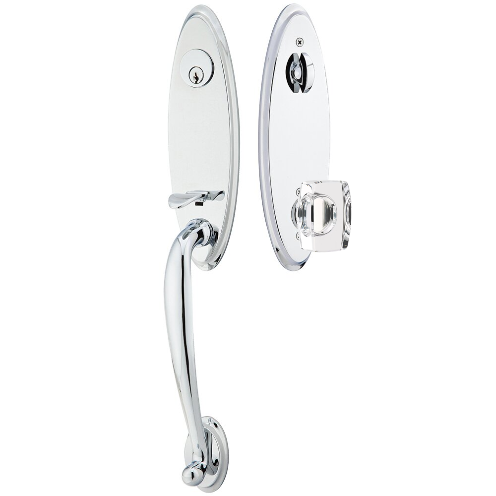 Emtek Marietta Tubular Entryset Monolithic with Windsor Glass Knob