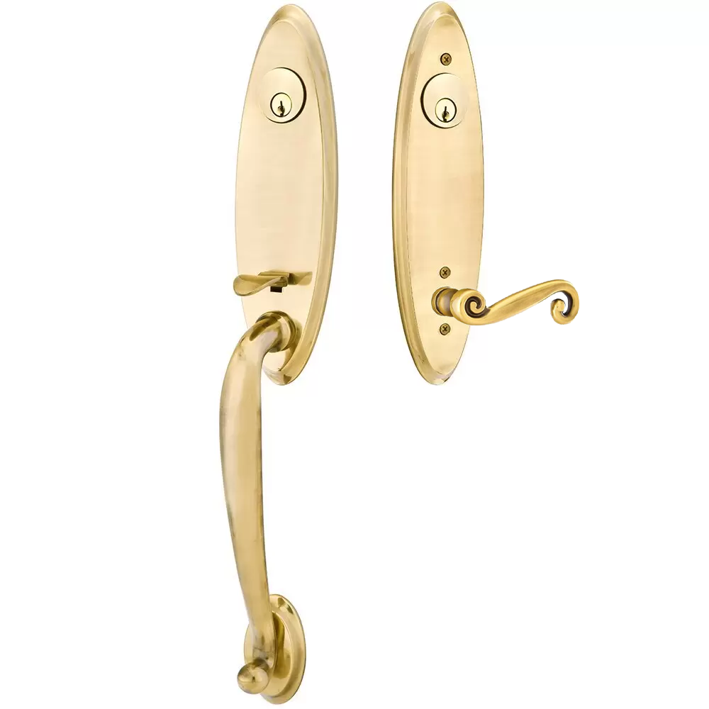 Emtek Marietta Tubular Entryset Monolithic with Rustic Lever