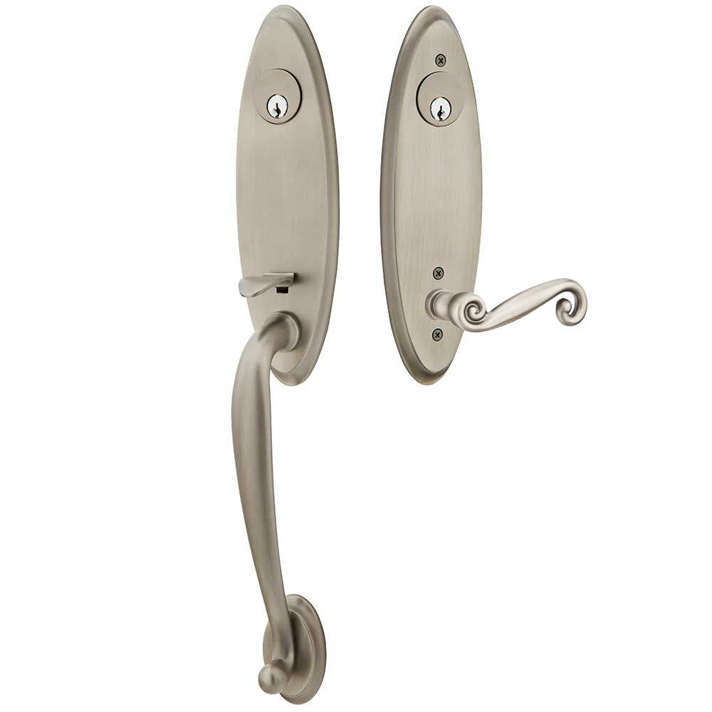 Emtek Marietta Tubular Entryset Monolithic with Rustic Lever