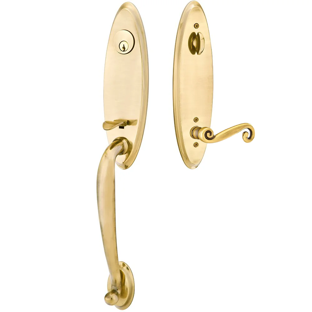 Emtek Marietta Tubular Entryset Monolithic with Rustic Lever