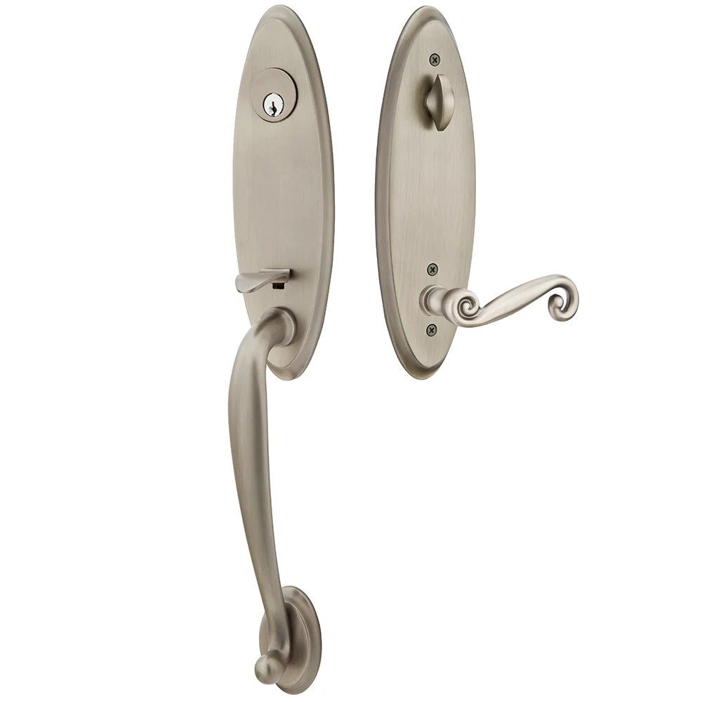 Emtek Marietta Tubular Entryset Monolithic with Rustic Lever