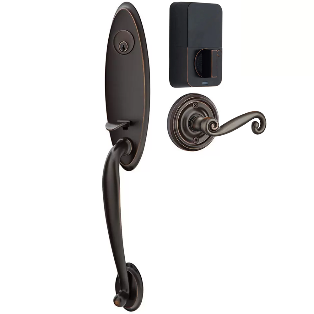 Emtek Marietta Tubular Entryset Monolithic with Rustic Lever