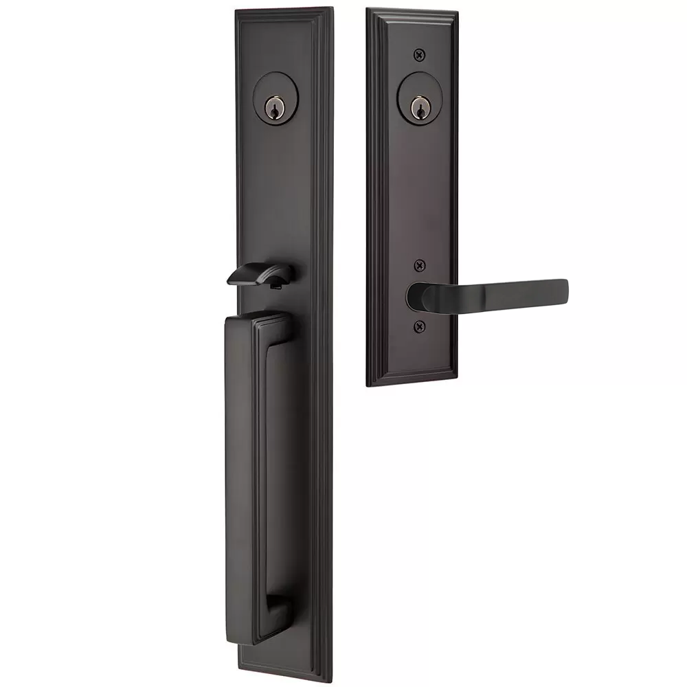 Emtek Melrose Tubular Entryset Full Length with Aston Lever