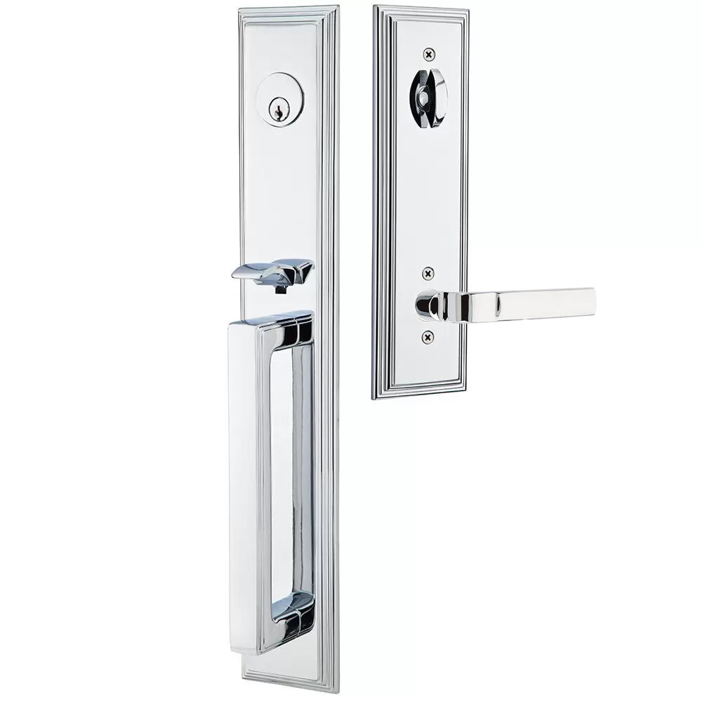 Emtek Melrose Tubular Entryset Full Length with Aston Lever