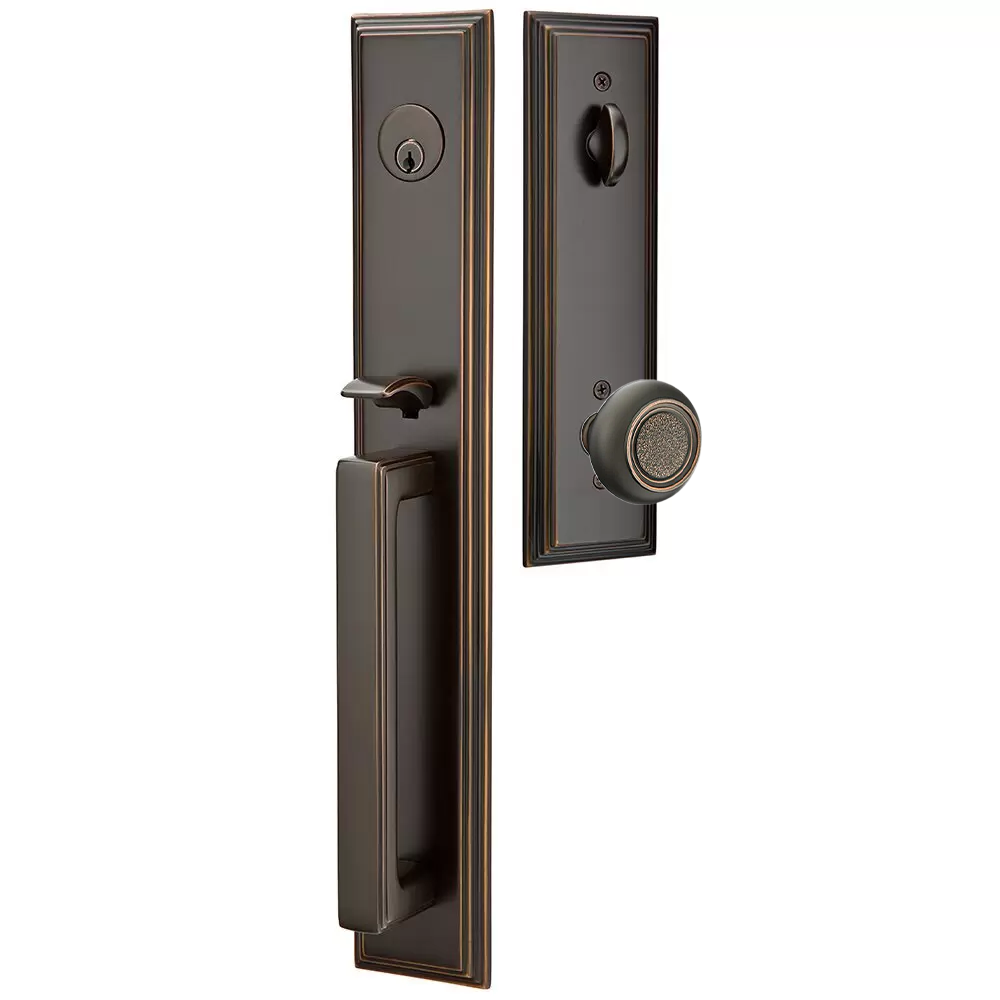 Emtek Melrose Tubular Entryset Full Length with Belmont Knob