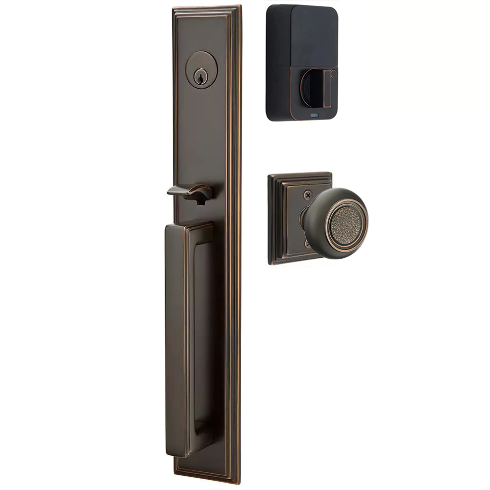 Emtek Melrose Tubular Entryset Full Length with Belmont Knob
