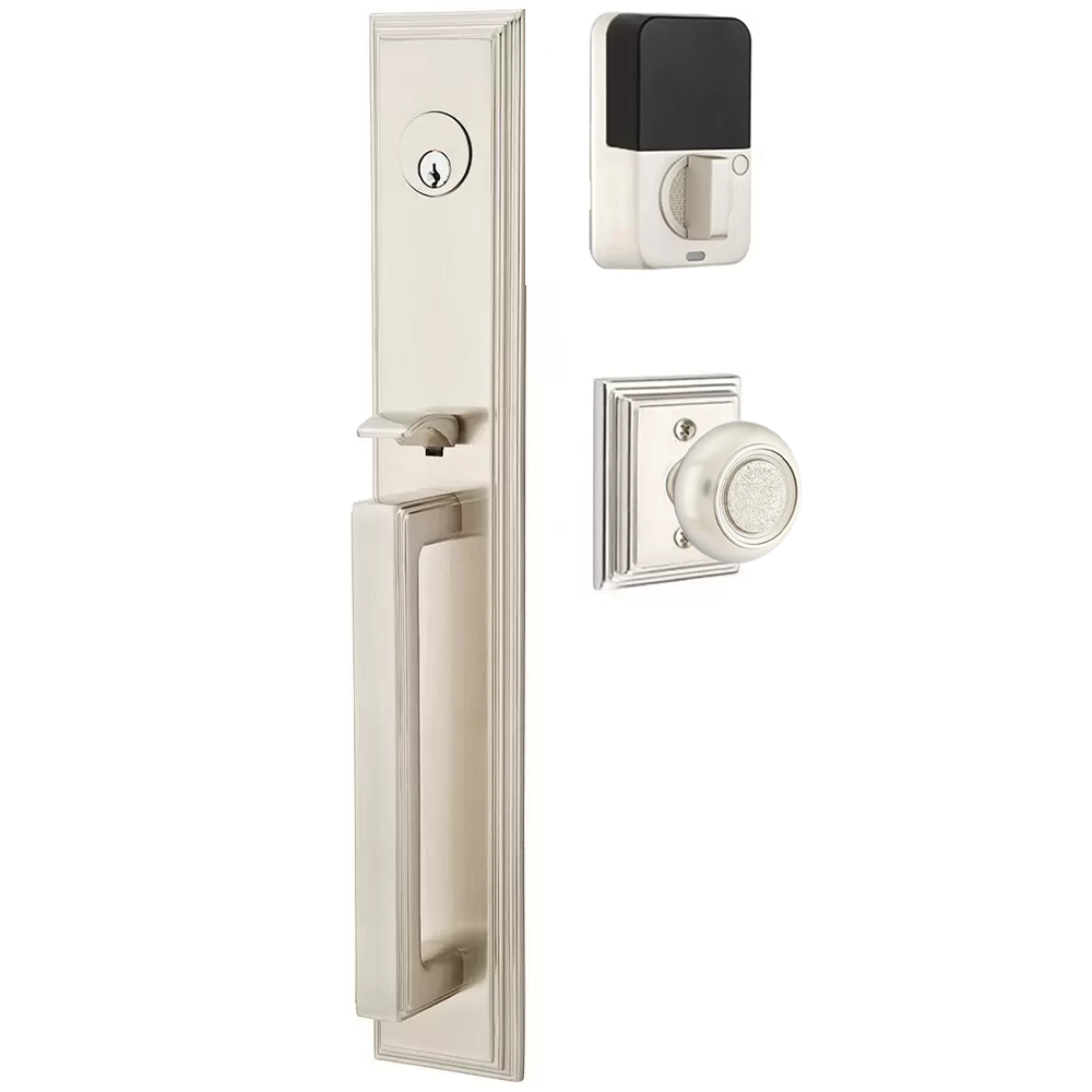 Emtek Melrose Tubular Entryset Full Length with Belmont Knob