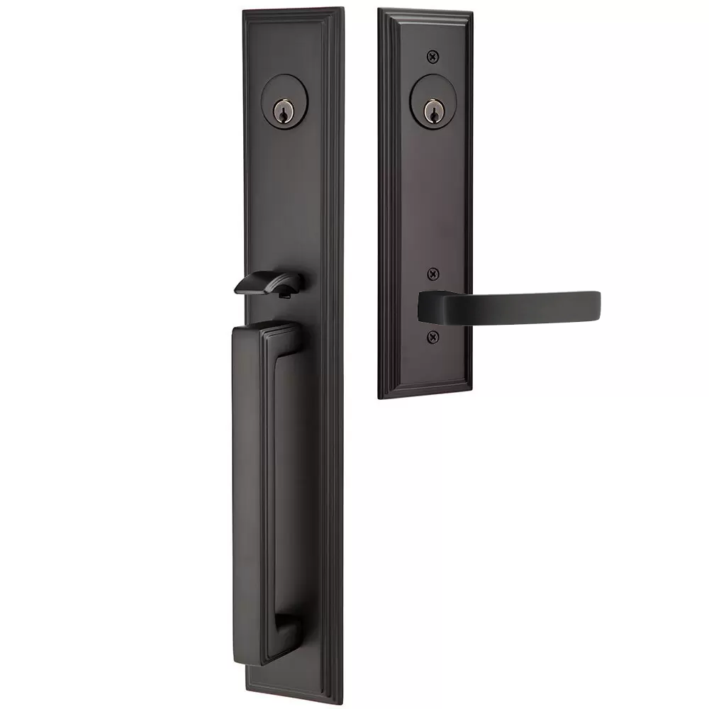 Emtek Melrose Tubular Entryset Full Length with Breslin Lever