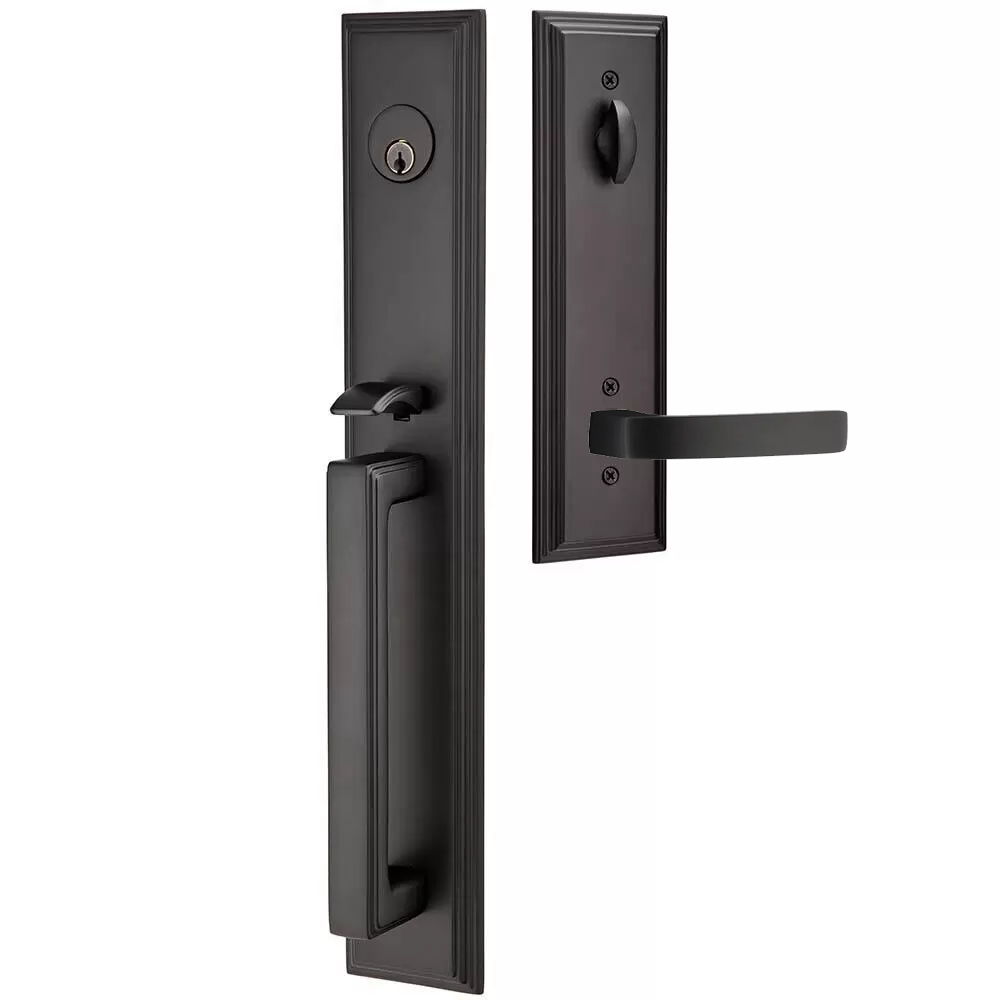 Emtek Melrose Tubular Entryset Full Length with Breslin Lever