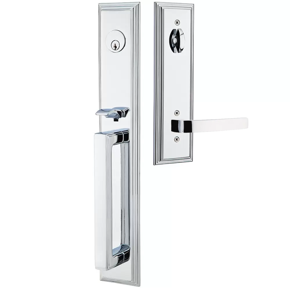 Emtek Melrose Tubular Entryset Full Length with Breslin Lever