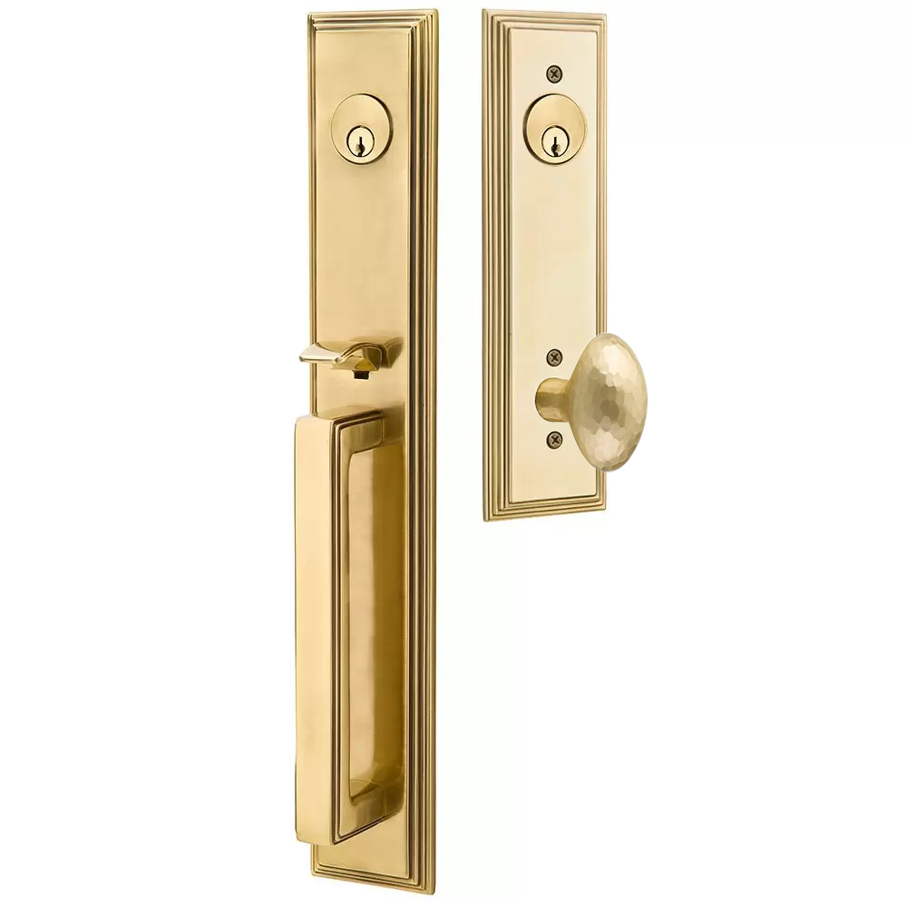Emtek Melrose Tubular Entryset Full Length with Hammered Egg Knob