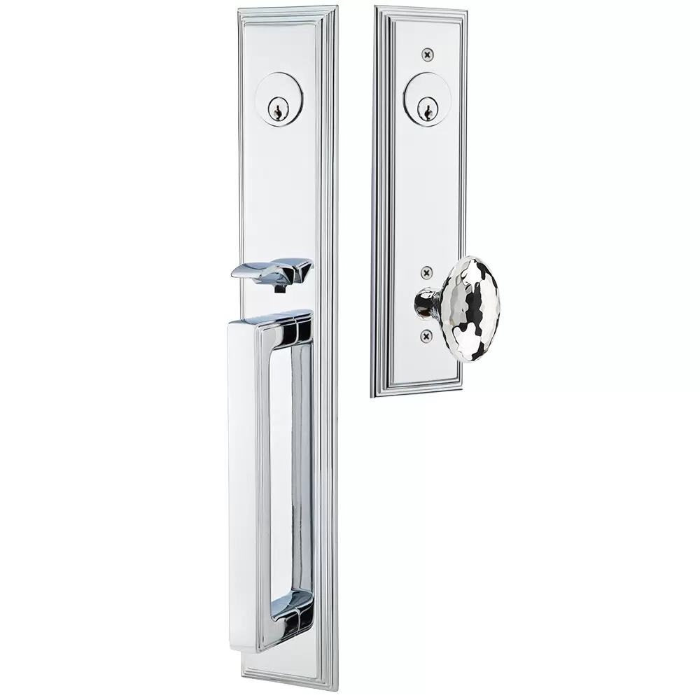 Emtek Melrose Tubular Entryset Full Length with Hammered Egg Knob