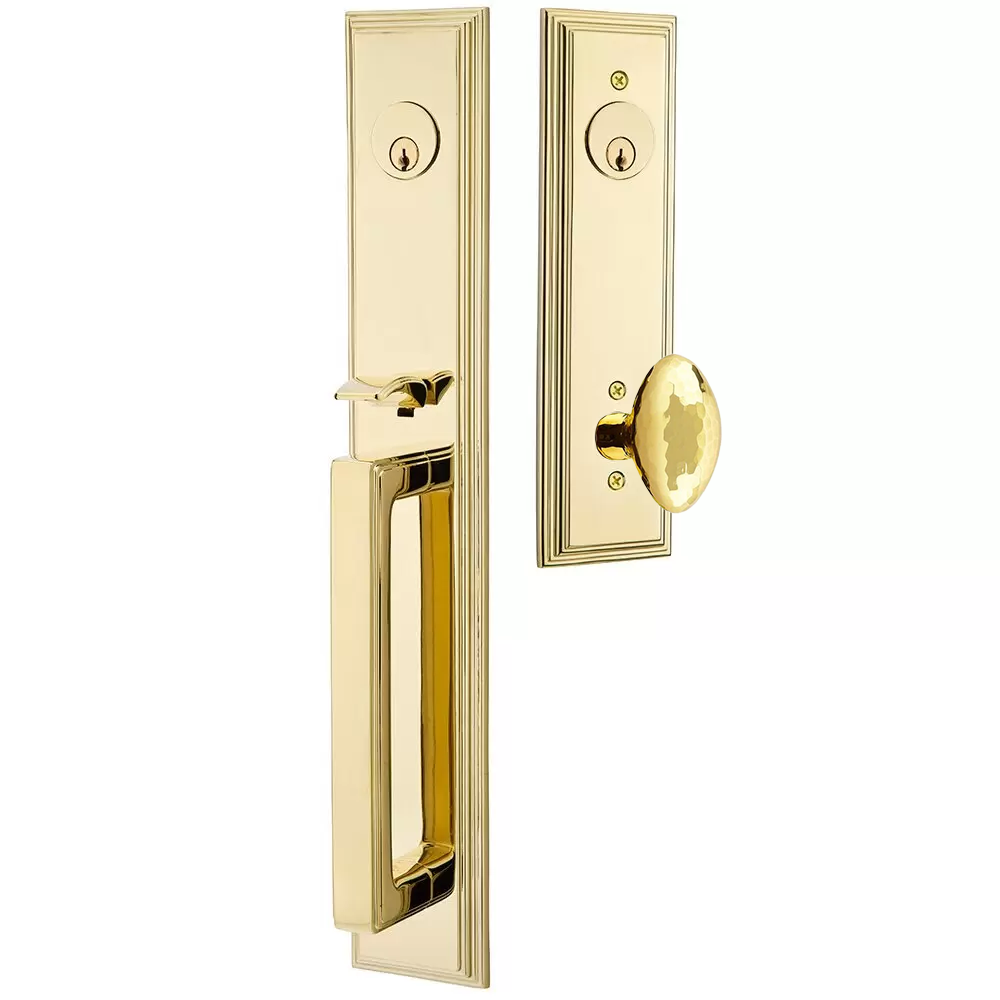 Emtek Melrose Tubular Entryset Full Length with Hammered Egg Knob