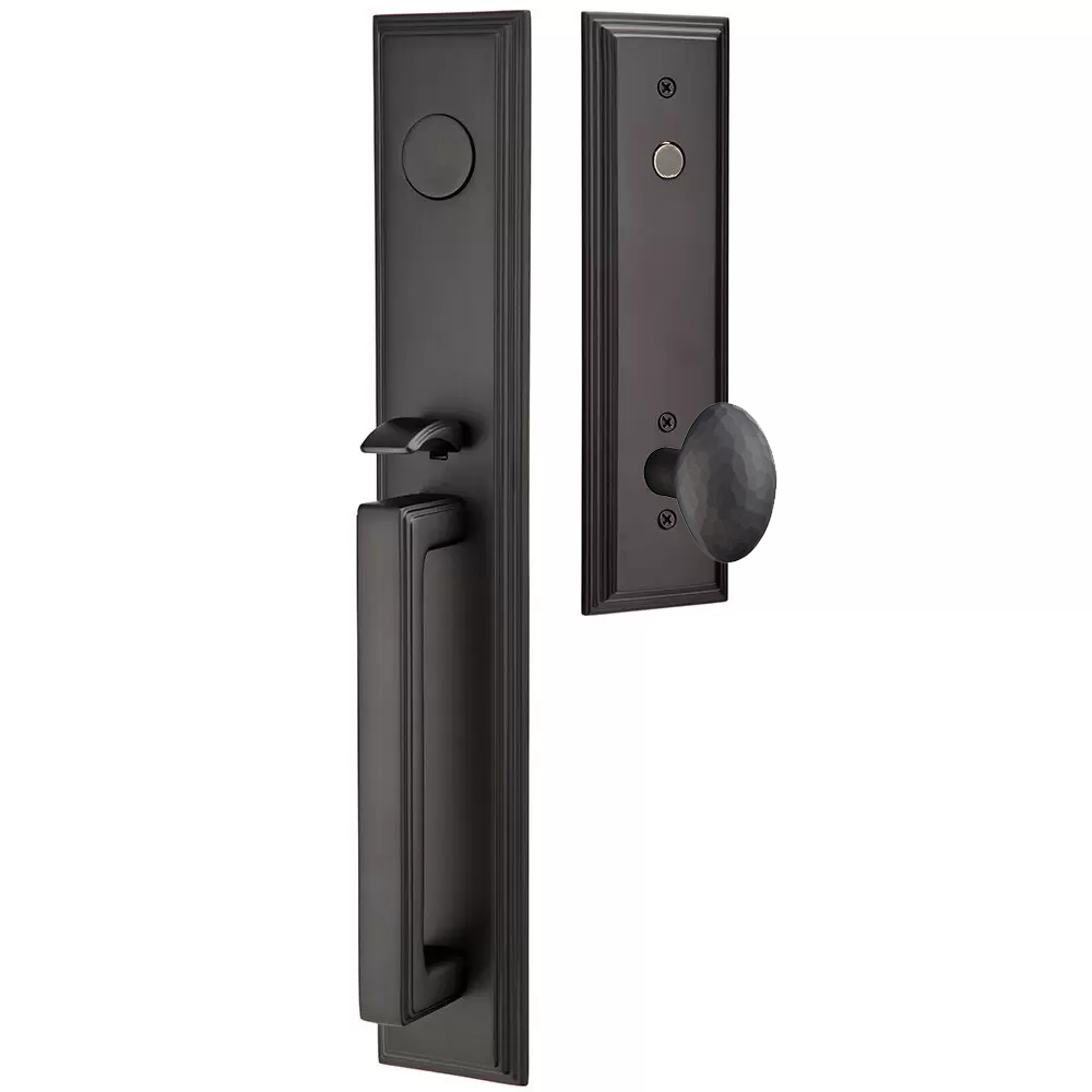 Emtek Melrose Tubular Entryset Full Length with Hammered Egg Knob