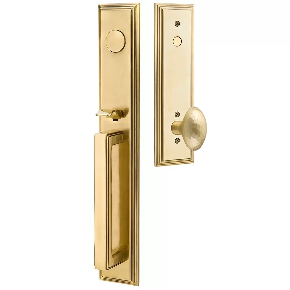 Emtek Melrose Tubular Entryset Full Length with Hammered Egg Knob