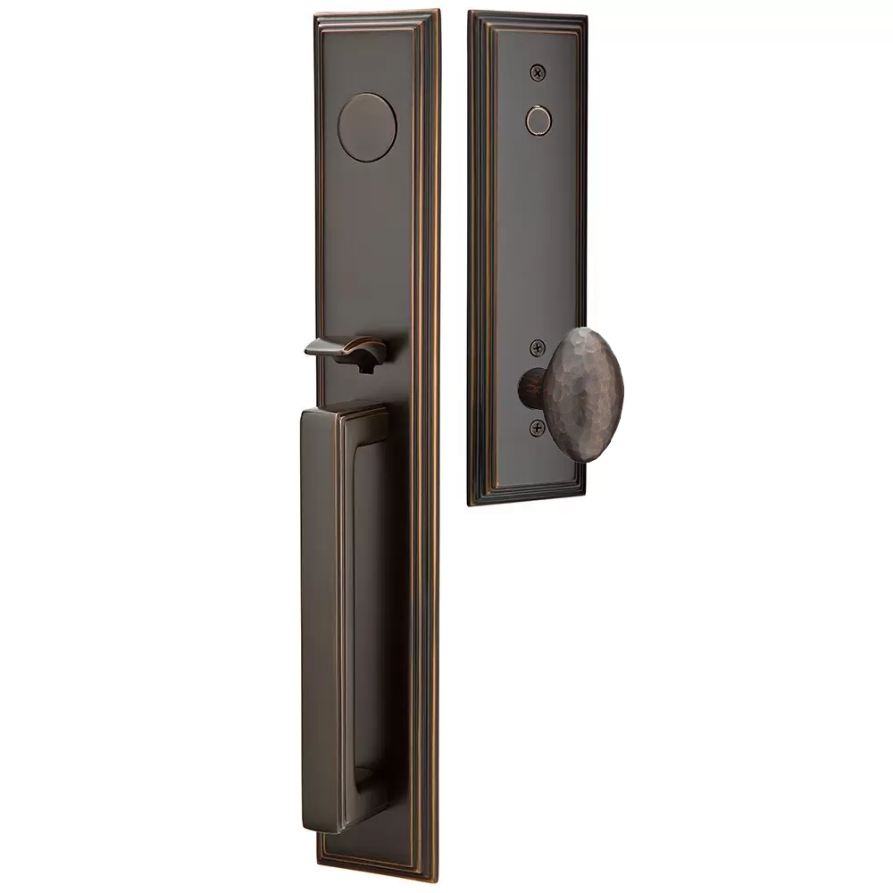 Emtek Melrose Tubular Entryset Full Length with Hammered Egg Knob