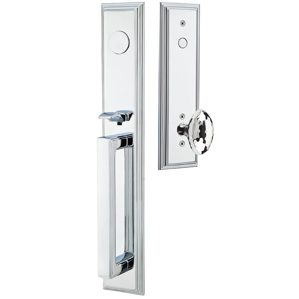 Emtek Melrose Tubular Entryset Full Length with Hammered Egg Knob