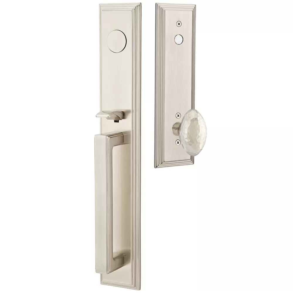 Emtek Melrose Tubular Entryset Full Length with Hammered Egg Knob