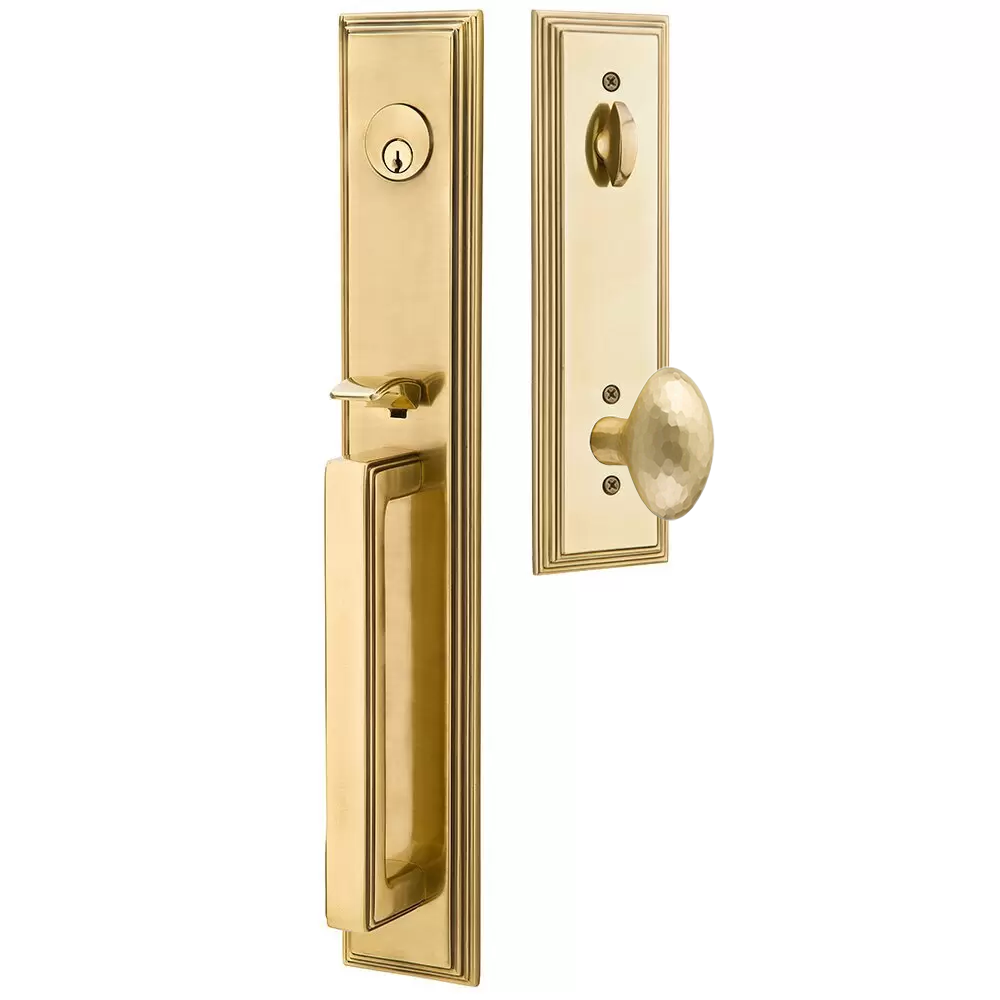 Emtek Melrose Tubular Entryset Full Length with Hammered Egg Knob
