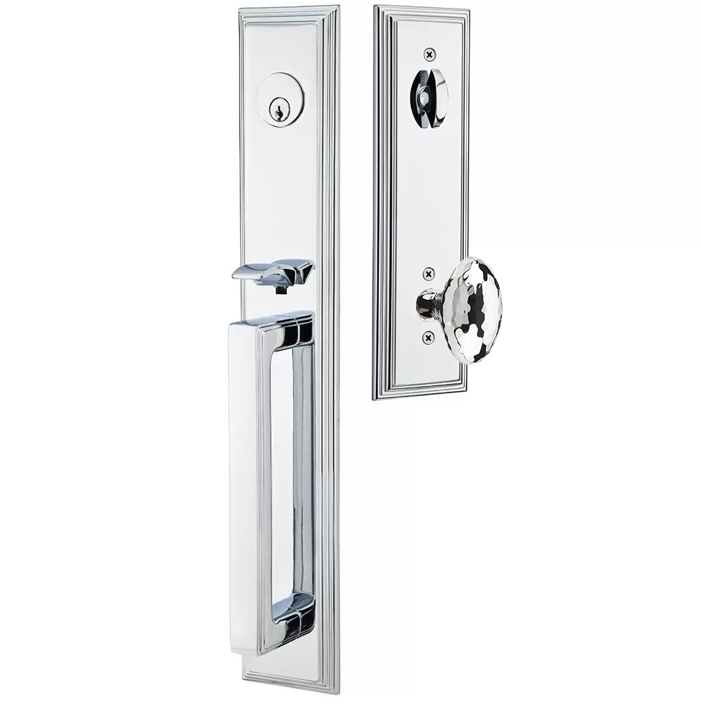 Emtek Melrose Tubular Entryset Full Length with Hammered Egg Knob