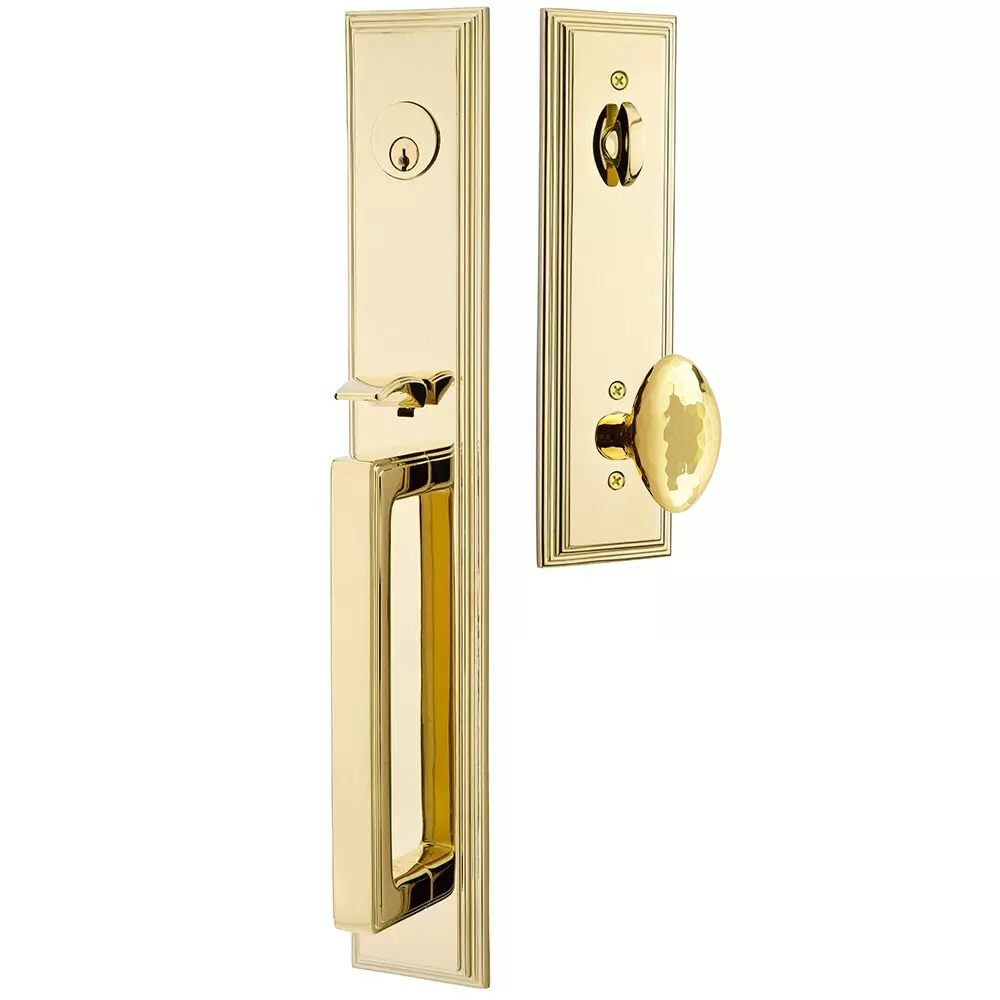 Emtek Melrose Tubular Entryset Full Length with Hammered Egg Knob