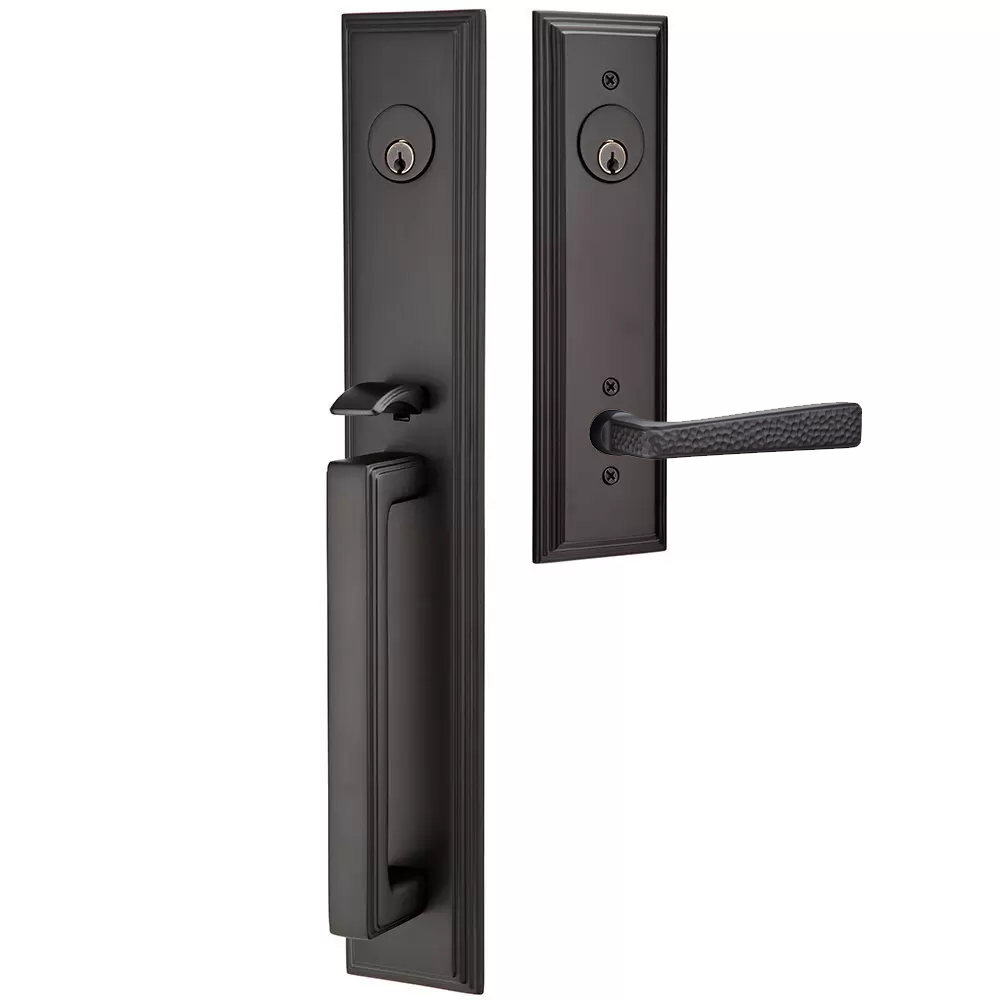 Emtek Melrose Tubular Entryset Full Length with Hammered Lever
