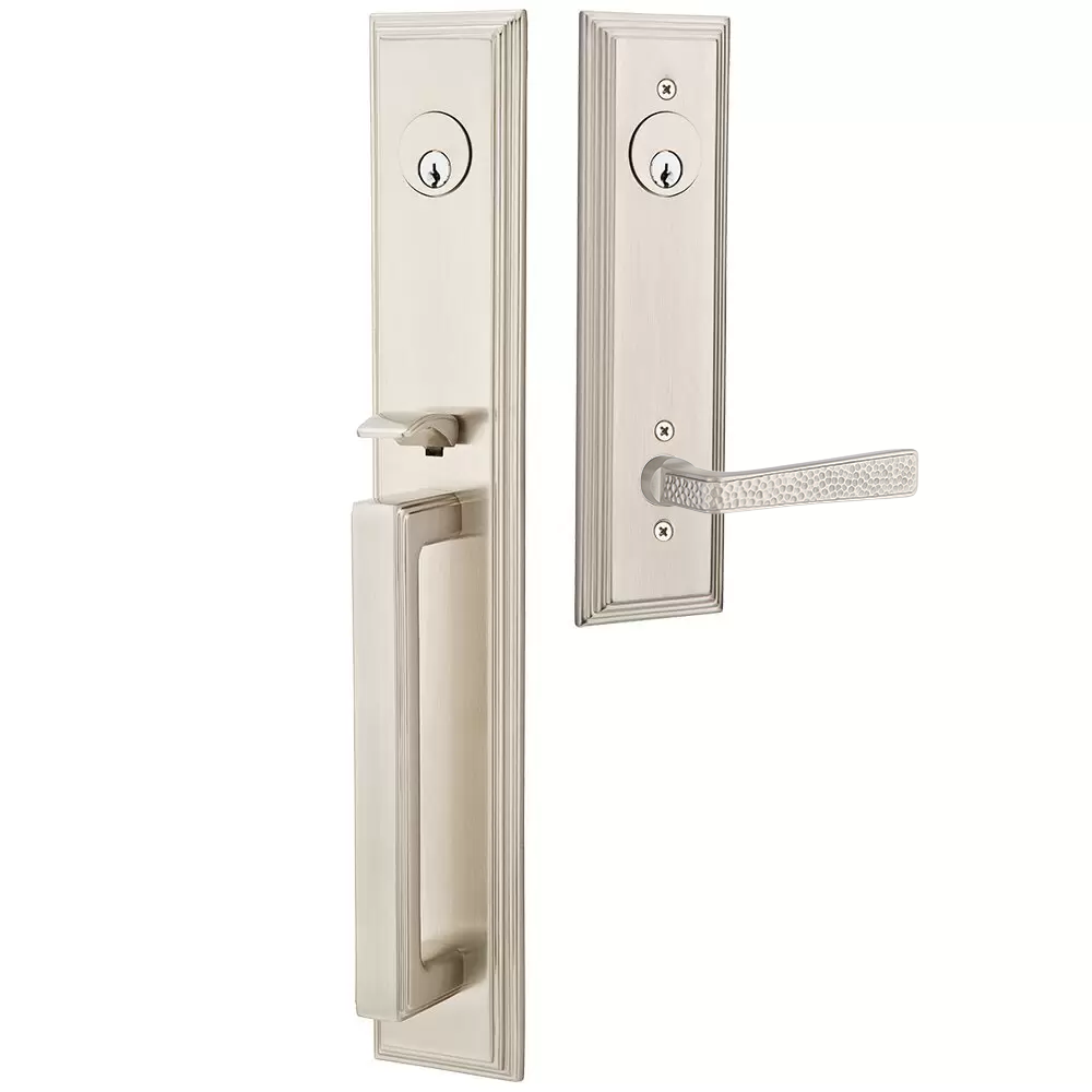 Emtek Melrose Tubular Entryset Full Length with Hammered Lever