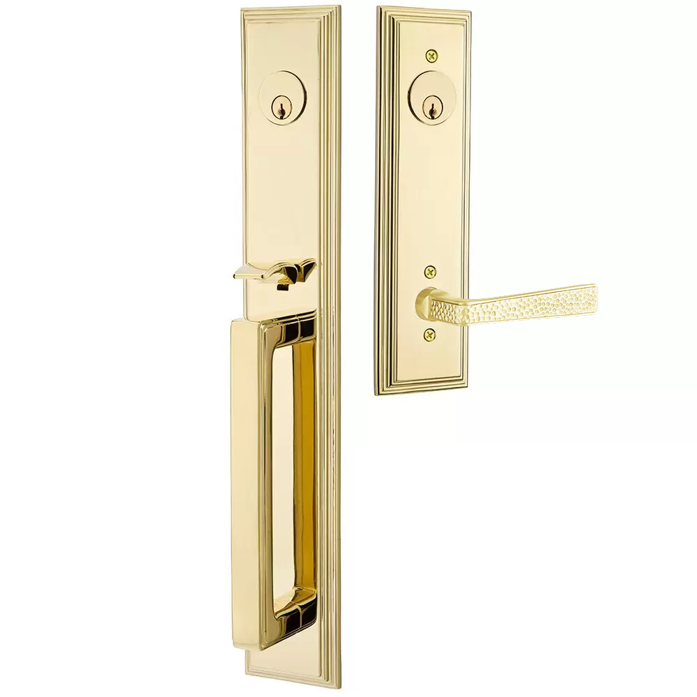 Emtek Melrose Tubular Entryset Full Length with Hammered Lever