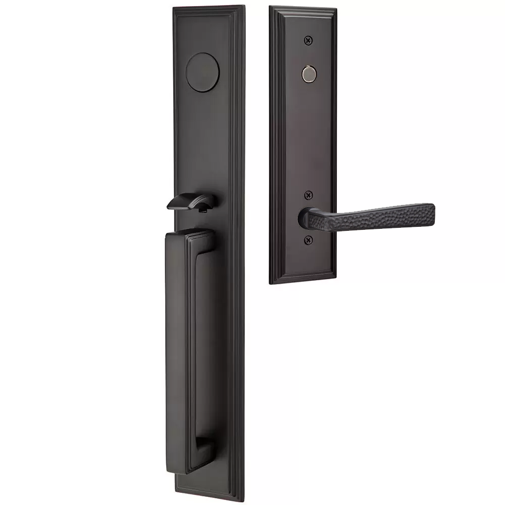 Emtek Melrose Tubular Entryset Full Length with Hammered Lever