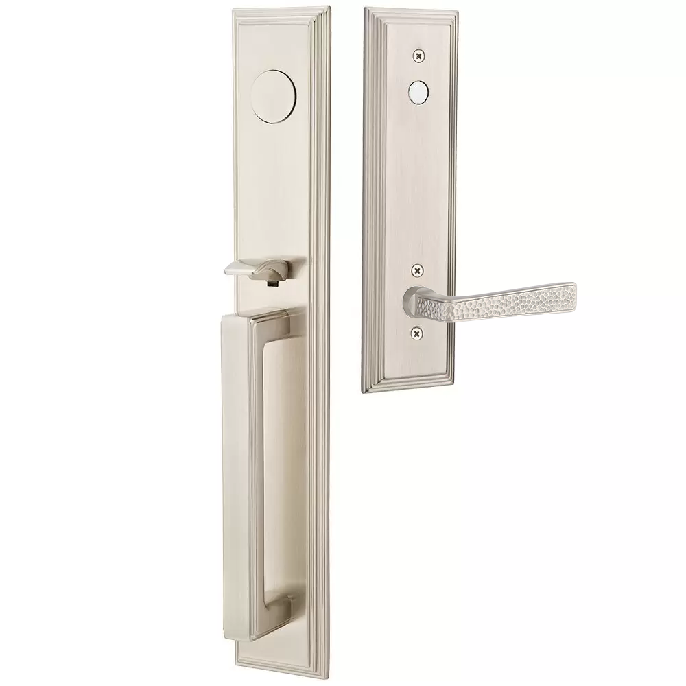 Emtek Melrose Tubular Entryset Full Length with Hammered Lever