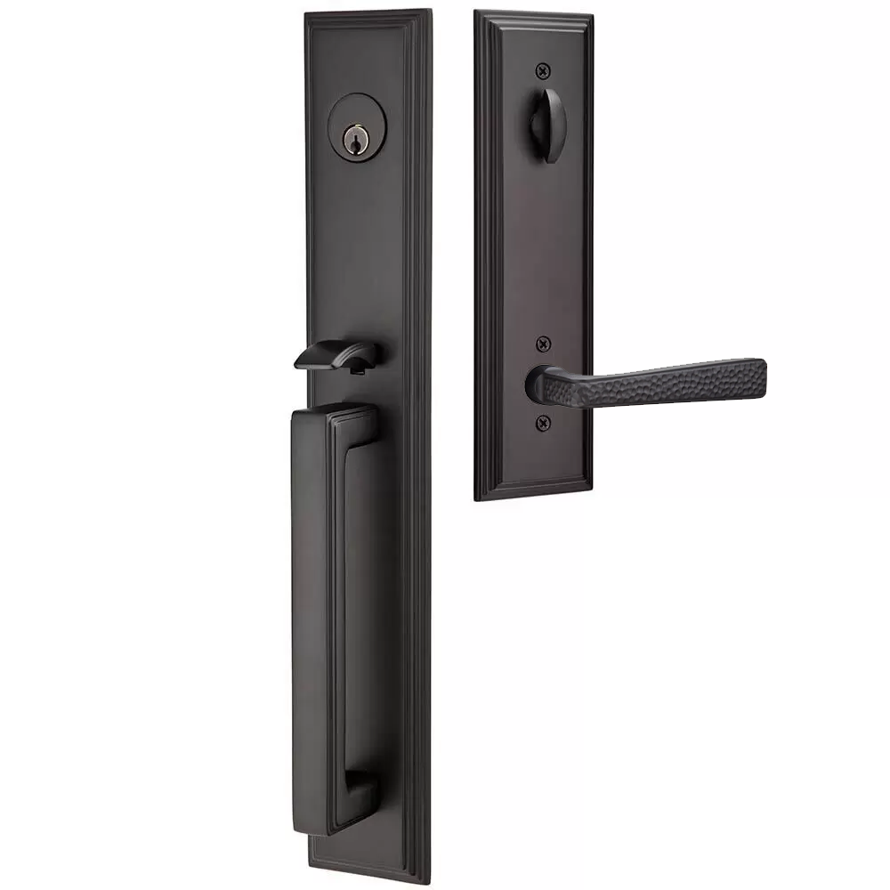 Emtek Melrose Tubular Entryset Full Length with Hammered Lever