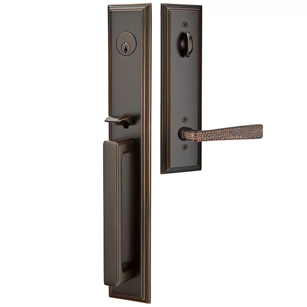 Emtek Melrose Tubular Entryset Full Length with Hammered Lever