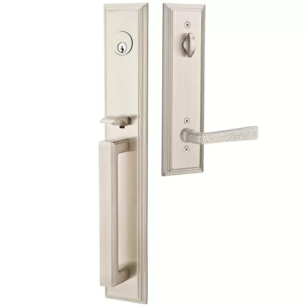 Emtek Melrose Tubular Entryset Full Length with Hammered Lever