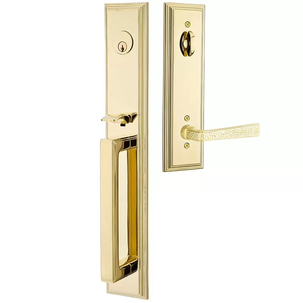 Emtek Melrose Tubular Entryset Full Length with Hammered Lever