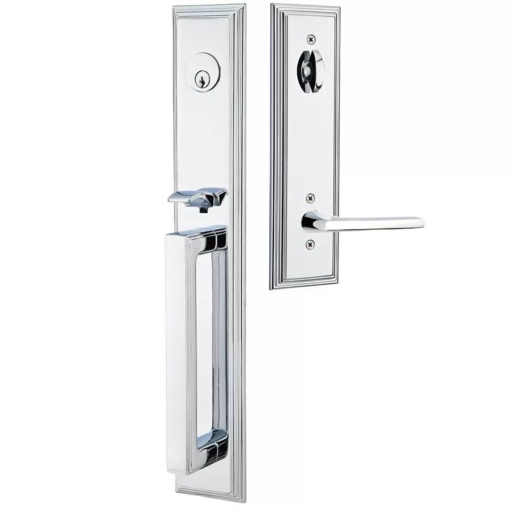 Emtek Melrose Tubular Entryset Full Length with Helios Lever