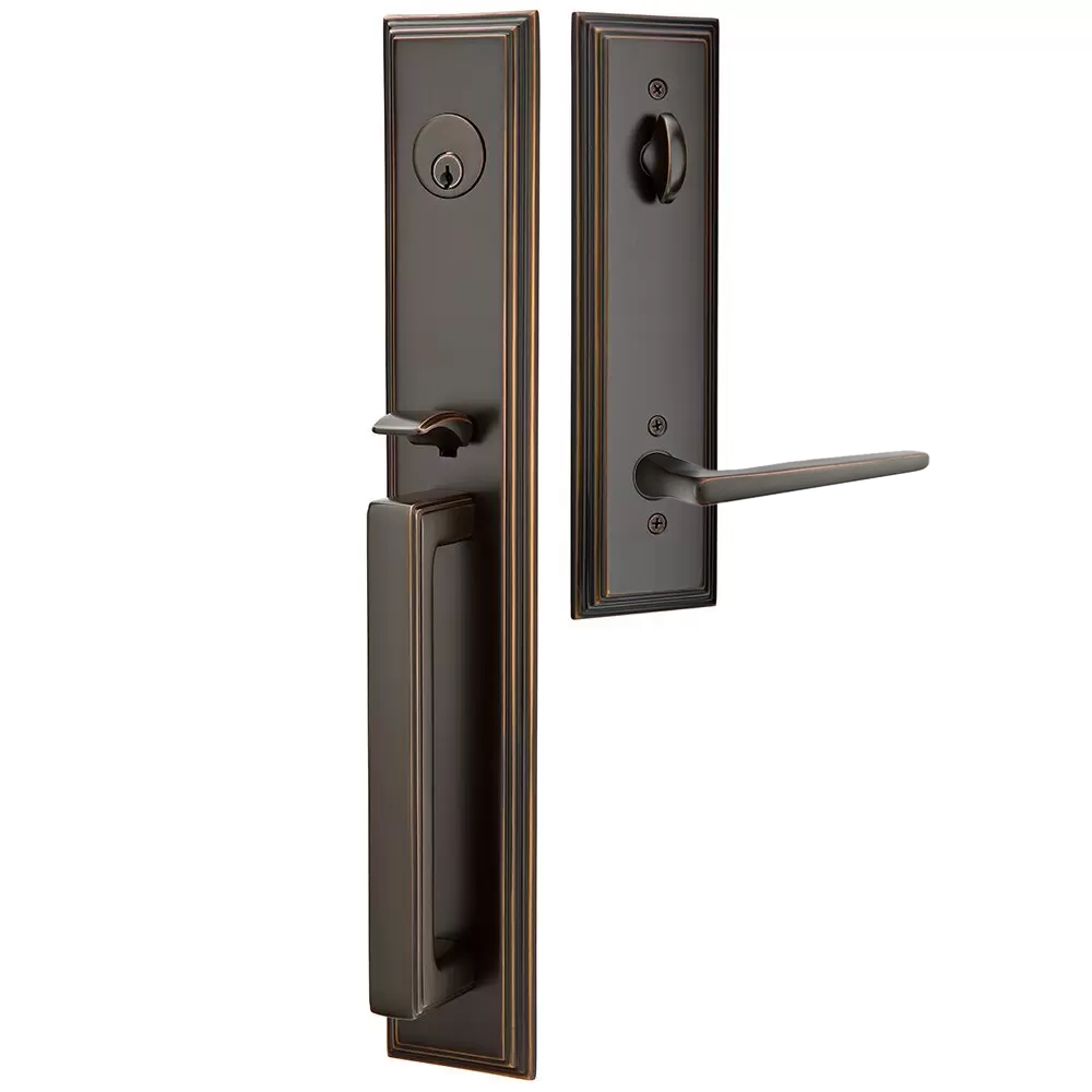 Emtek Melrose Tubular Entryset Full Length with Hermes Lever