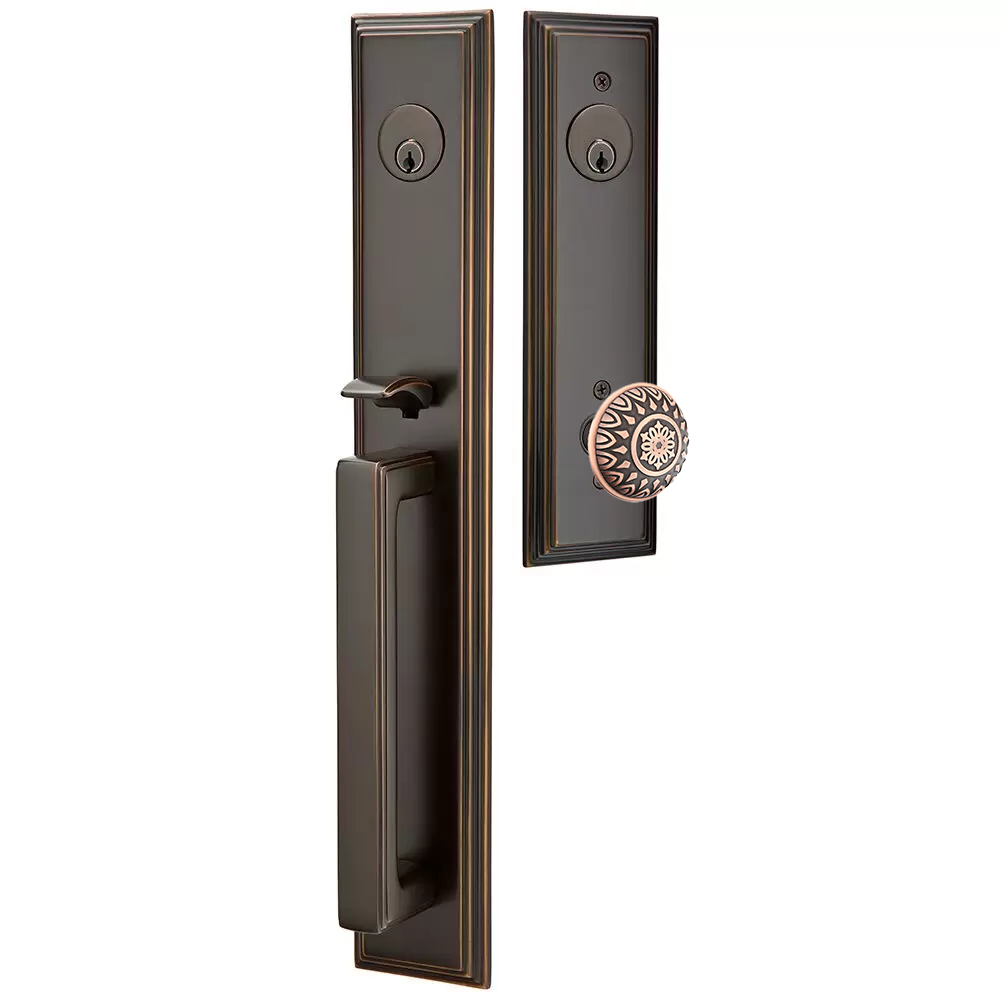 Emtek Melrose Tubular Entryset Full Length with Lancaster Knob