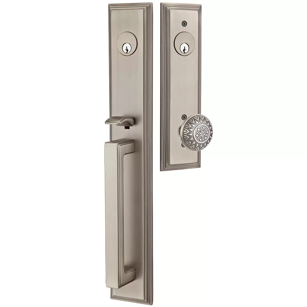 Emtek Melrose Tubular Entryset Full Length with Lancaster Knob