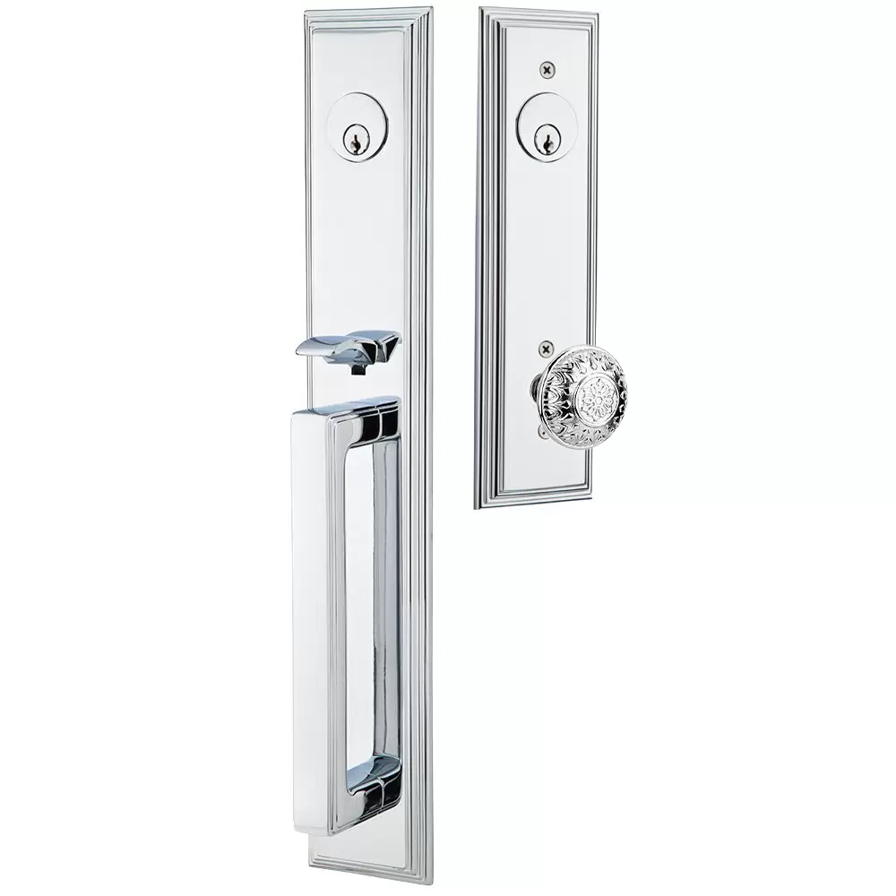 Emtek Melrose Tubular Entryset Full Length with Lancaster Knob