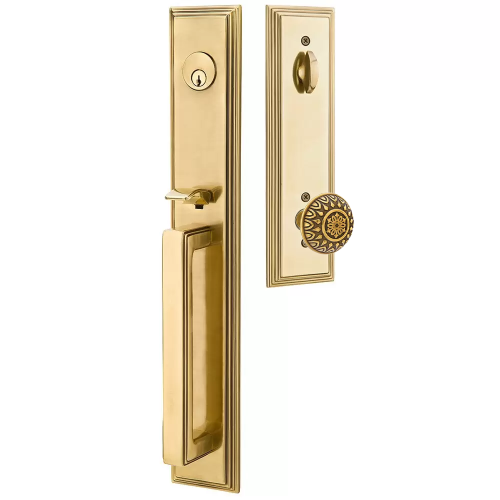 Emtek Melrose Tubular Entryset Full Length with Lancaster Knob